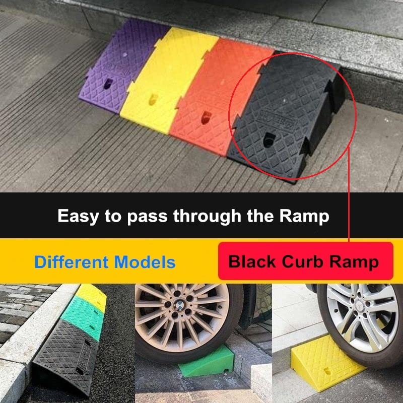 2 Pack 5.1" High Portable Curb Ramps Lightweight Plastic, Heavy Duty Plastic Threshold Ramp Set for Low Cars Driveway Loading Dock BikeMotorcycle Wheelchair Mobility, 5.1" H x 9.9" L x10.6 W (2 Pack) - size: 5.1"H x 9.9"L x10.6"W (2 Pack)