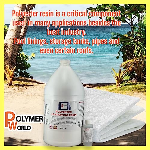 Polymer World- Polyester Resin 1.5x50x10 Yard Chopped Strand Mat, Fiberglass Kit for Boats, Automobiles, Surfboard, RV, Canoes, Jetski, Watercraft, with MEKP - size: Poly Res 1.5x50x10 Yard Chopped Strand Mat