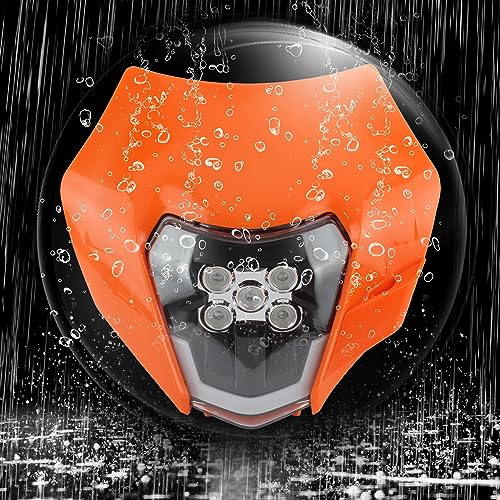 Dirt Bike LED Headlight,Universal Motorcycle Head Lamp Kit Compatible With Motocross Pit Bike Enduro ATV Supermoto 150 250 350 450 500 SX XCW EXC SXF XC SMC R 690(Orange) - color: 16-5LED Orange