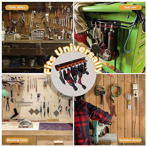 Air Tool Holder, Air Tool Rack for Garage Walls and Tool Cart Storage Organizer,Wall Mounted Lockable Pneumatic Tool Hanger for Air Compressor Tools, Pneumatic Nail Gun, Black-8 Slots - style: 8 Slots Air Tool Holder