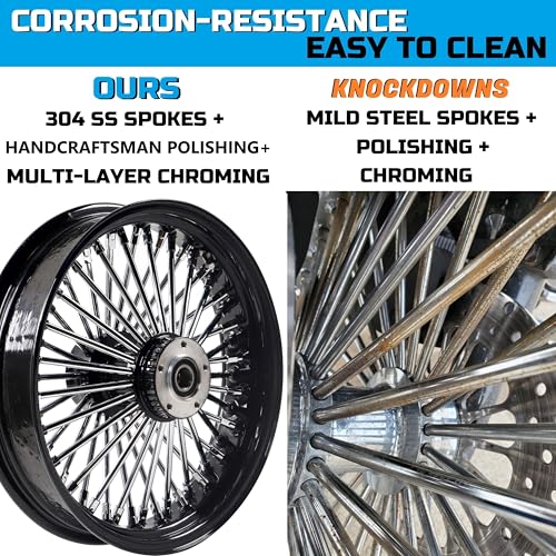 Fatflex 16" Rear Wheel Chrome Fat Spokes Black 3.5" Rim - color: 16" x 3.5" Black+Chrome+Black