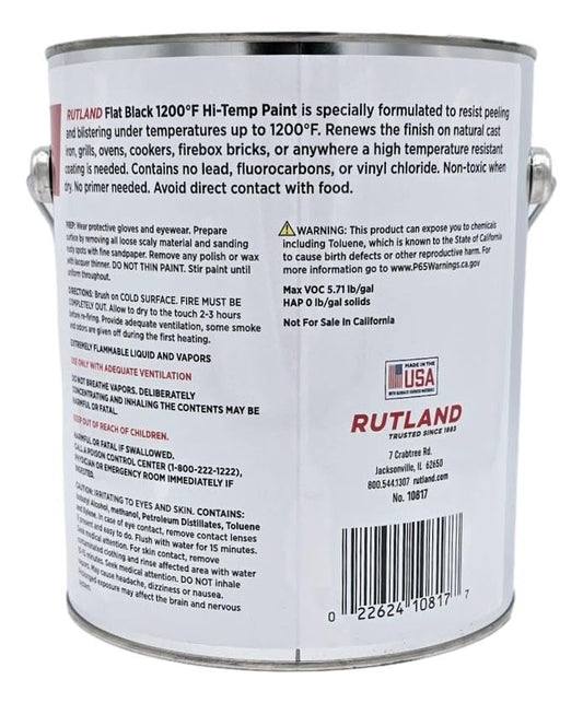 Rutland High Temperature Fireplace Paint for Wood Stoves, Fire Brick, Metal and Automotive Appliances, Flat Black, 128 Fl Oz, 1 Gallon - style: 128 oz Brush-On