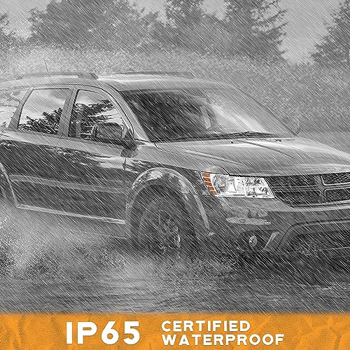 WEELMOTO Headlights Assembly for 2009-2020 Dodge Journey Chrome Halogen - color: Clear Lens I Chrome Housing I Amber Reflector