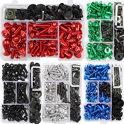 Worldmotop Fairing Bolt Kit Screws Fasteners Universal Compatible with Yamaha Honda Kawasaki Suzuki BMW,Fairing Bolt Kits Metric Bolts and Nuts Kit(red) - color: red