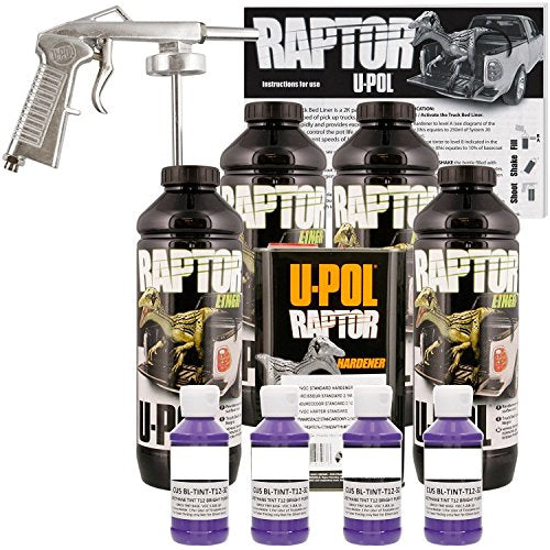 U-POL Raptor Bright Purple Urethane Spray-On Truck Bed Liner Kit W/Free Spray Gun, 4 Liters