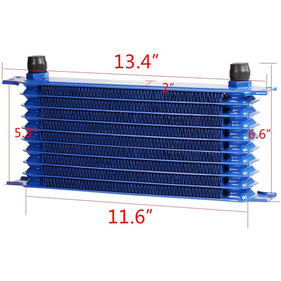 GRAND ORANGE 10 Row AN-10 Engine Oil Cooler Kit + Sandwich Plate Black - size: 10 Row 10 AN | Black + Sandwich Plate