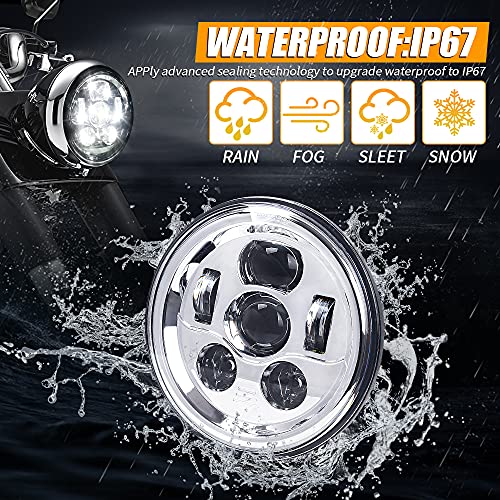7 Inch 6-Lens LED Headlight Fits for Harley Road King, Street Glide - color: Chrome