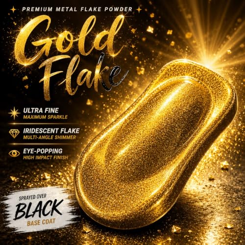 LiME LiNE Sprayable Metal Flake Paint Additive: Solvent Resistant Glitter for Automotive Custom Painting (Gold) - color: Gold