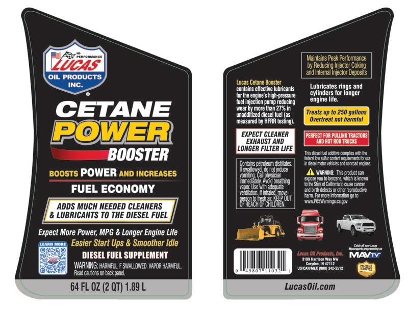 Lucas Oil 11032 Cetane Power Booster - 64 Ounce (Pack of 6)
