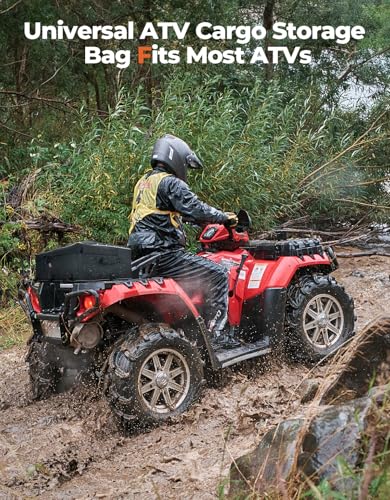 KEMIMOTO Upgrade ATV Storage Bag Rear Seat Gear Bag Four Wheeler Cargo Bag