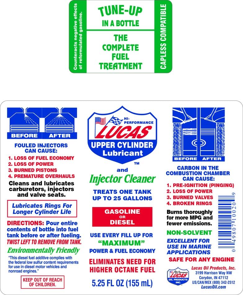 KITLEY Towel Compatible for 10020 Fuel Treatment – 5.25 oz Upper Cylinder Lubricant & Injector Cleaner – Fuel Additive for Gasoline & Diesel Engines - 6 Pack Special