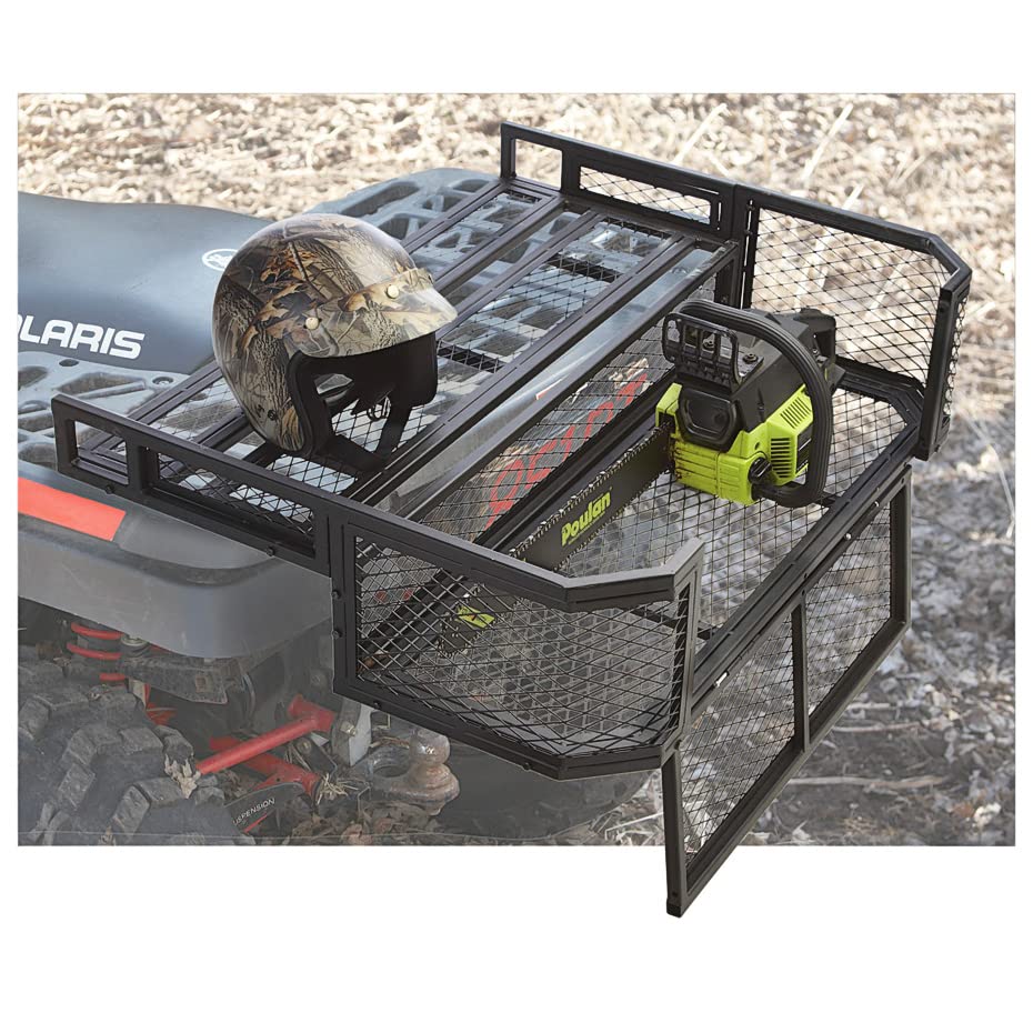 Guide Gear ATV Rear Drop Basket Cargo Luggage Carrier Hauling Rack, Heavy-Duty Steel, 29.5" x 39" x 10"h