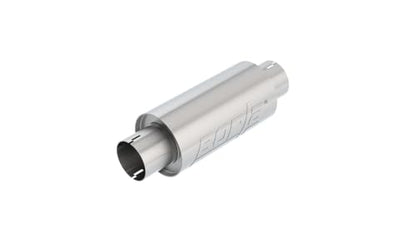 BORLA 401343 Resonator/Specialty Resonator - 3" Center Inlet/ 3" Center Outlet 5" Round x 10" Long Body 15" Overall Length. Universal Part. Reversible Design. Notched Necks.