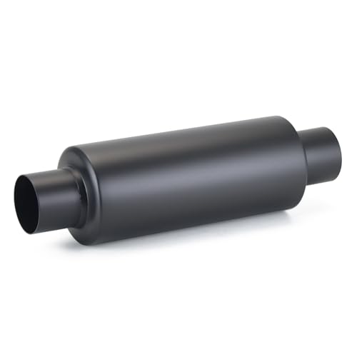 A-KARCK 2.25" Inlet Exhaust Resonator, 2.25" Inlet 2.25" Outlet 13.8" Overall Length Muffler Resonator Stainless Steel,Polished (Black) - color: Black, size: 2.25" Inlet 13.8" Overall Length