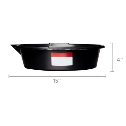 (3 Pack) 7-Quart Automotive Drain Pan with Built-in Scale and Spout, Leakproof Heavy Duty Oil Catch Pan, Anti-Splash Fluid Tray for Car, Motorcycle, Garage Auto Repair Maintenance