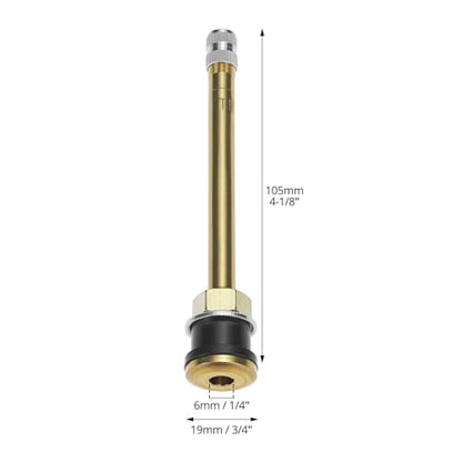 QWORK TR572 Brass Commercial Valve Stems, 10 Pack Replacement Truck Tire Valve Stems, 3-3/4" Length, 200psi Cold Pressure Capacity