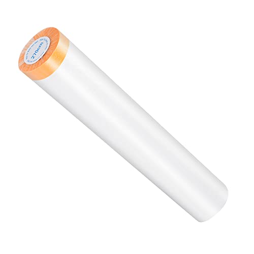 Muf 9 x 65 Feet Plastic Drop Cloth Plastic Sheeting with Masking Tape,Waterproof Protective Masking Film,Prevent Dust Paint for Car,Furniture,Carpet,Floor,1 Pack - size: 9 × 65 feet