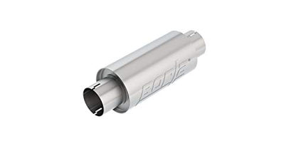 BORLA 401343 Resonator/Specialty Resonator - 3" Center Inlet/ 3" Center Outlet 5" Round x 10" Long Body 15" Overall Length. Universal Part. Reversible Design. Notched Necks.