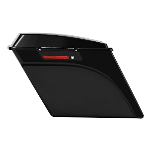 XFMT Motorcycle Stretched Saddlebags Vivid Black 5" Extended Hard Saddle Bags W/Black Latches For Harley Touring Road King Street Glide Road Glide Electra Glide Ultra Classic 1993-2013 - color: Vivid Black W/ Black Latches, size: 5" Extended