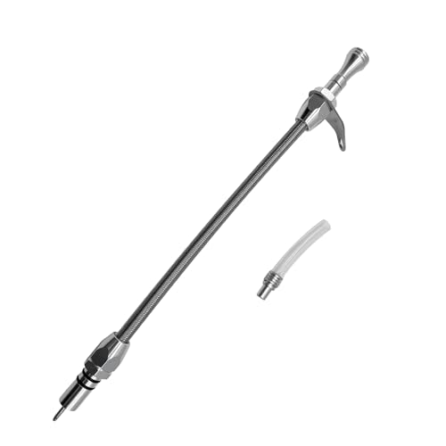 HAHAHA TH350 BellHousing Mount Dipstick（17.9 inch）, BellHousing Mount,TH350/Turbo 350 Short Flexible Braided Transmission Dipstick Compatible with Chevy/GM TH350 Turbo 350, (Silver) - color: Silver