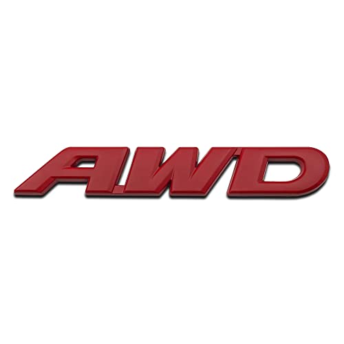 Chrome 3D Metal Large AWD Logo 4x4 Emblem All Wheel Drive Badge Off Road Sticker Racing SUV Decal (Red) - color: Red