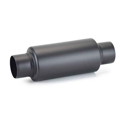 A-KARCK 2.5" Inlet Exhaust Resonator, 2.5" Inlet 2.5" Outlet 12" Overall Length Muffler Resonator Stainless Steel,Polished(Black) - color: Black, size: 2.5" Inlet 12" Overall Length