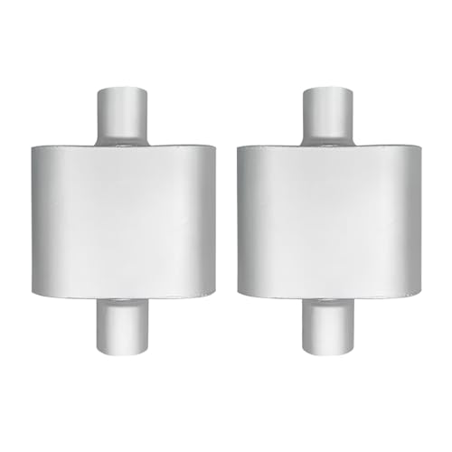 2.25" ID Center/Center Single Chamber Muffler Pair - Aggressive Deep Sound, Aluminized Steel, Welded/Clamp-On (13" Total Length) - size: 2.25 Inch-Silver