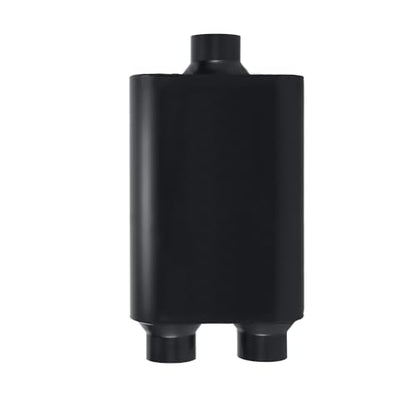 Universal Mufflers Performance Automotive Exhaust Aluminized Steel Muffler Dual Chamber 2.5" center inlet (ID) 2.5" dual outlet (ID) FH425400 - color: Black, size: 2.5" in - 2.5" dual out
