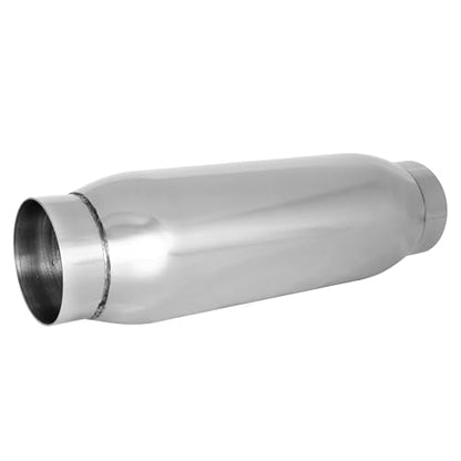 3" Universal Resonator, Straight Through Performance Muffler, 13" Overall Length, 304 Stainless Steel Welded On Resonator Muffler, Polished - size: 3" Inlet 13" Overall Length