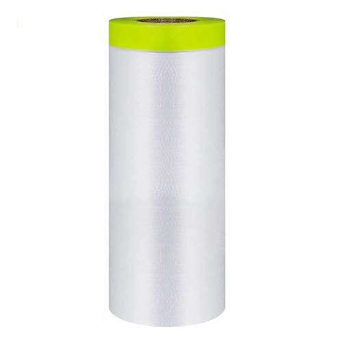 Pre-Taped Masking Film-55inx65ft Tape and Drape Painters Paper Rolls, Plastic Painting Film for Automotive Painting Covering (1 roll)