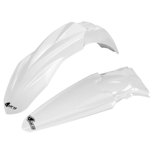 UFO PLAST Front/Rear Fender Kit - Replacement Dirt Bike Front and Rear Mud Guard - Compatible with Kawasaki KX250F 2018-2020/KX450F 2018 - color: White