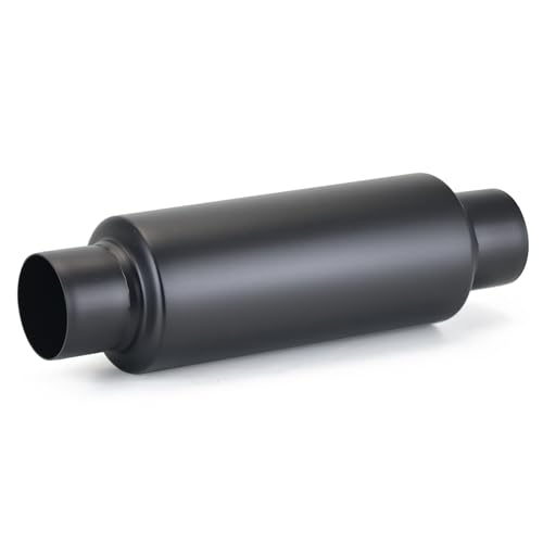 A-KARCK 2.5" Inlet Exhaust Resonator, 2.5" Inlet 2.5" Outlet 13.8" Overall Length Muffler Resonator Stainless Steel,Polished (Black) - color: Black, size: 2.5" Inlet 13.8" Overall Length