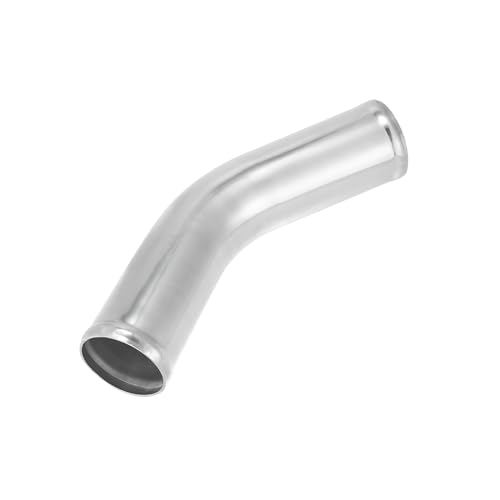 OD 2.5" 63mm Length 12" 300mm Aluminum Alloy Tube Intercooler Pipe 45 Degree Air Intake Tube Silver Tone for Car Item Replacement
