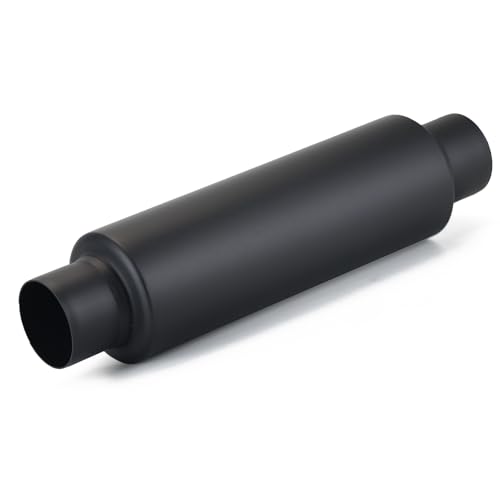 A-KARCK 2.5" Inlet Exhaust Resonator, 2.5" Inlet 2.5" Outlet 16" Overall Length Muffler Resonator Stainless Steel,Polished (Black) - color: Black, size: 2.5" Inlet 16" Overall Length