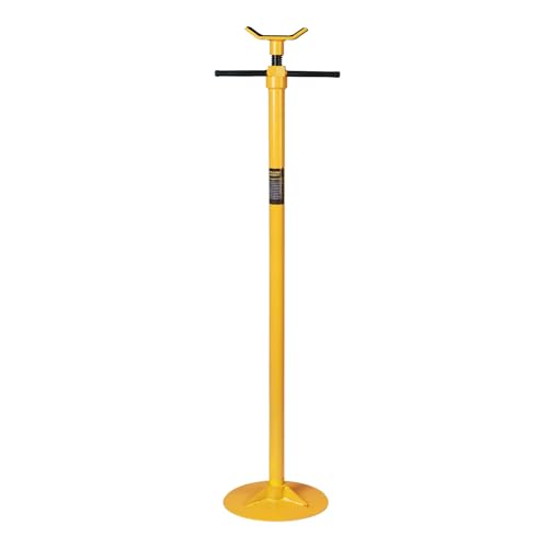 YELLOW JACKET Underhoist Support Stand 3/4 Ton Capacity Lifting from 52.8" to 76", 12 Inch Diameter Base, Bearing Mounted Spin Handle, Contoured Saddle Supports Vehicle Components, Self-Locking Screw - size: 3/4 ton normal