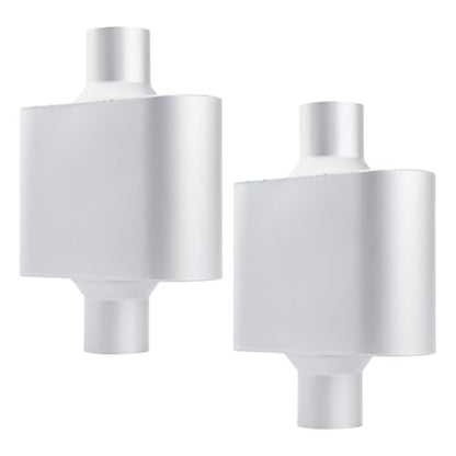 A-KARCK Single Chamber Muffler 2.5" Center Inlet 2.5" Center Outlet, 13" Overall Length Aluminized Steel Aggressive Sound Race Muffler (2 Pcs) - color: Silver, size: 2.5 Inch-2
