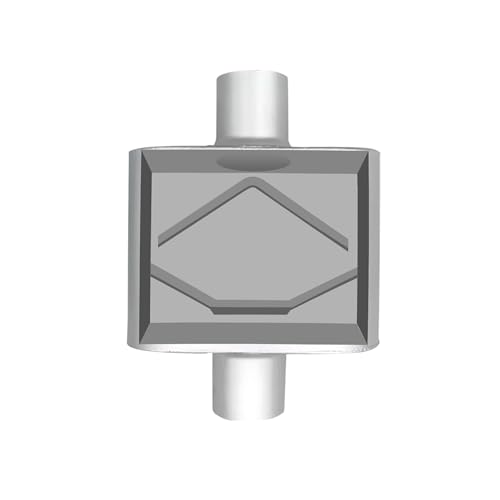 2.25" ID Center/Center Single Chamber Muffler Pair - Aggressive Deep Sound, Aluminized Steel, Welded/Clamp-On (13" Total Length) - size: 2.25 Inch-Silver
