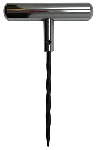Stainless Steel T-Handle - Pro Heavy Duty Repair Tool Perfect for Tire Plug Kits for Car Truck Motorcycle Bycles - Replaceable Spiral Probe Needle - Made with All-Americal Materials - color: Solid Split Eye Tool