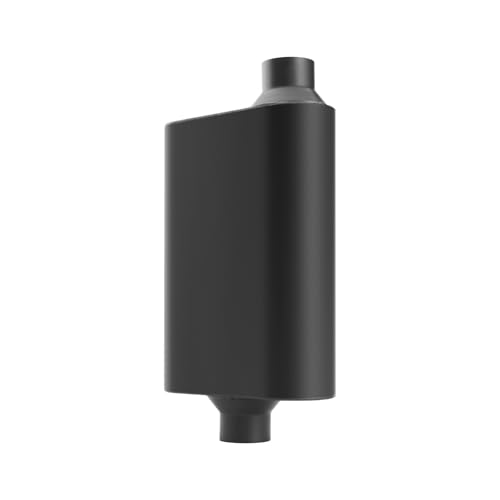 A-KARCK Universal Exhaust Muffler 2.25" Offset Inlet 2.25" Center Outlet, 17.3" Overall Length Aluminized Steel Aggressive Sound Race Muffler for Cars, Trucks (Black) - size: 2.25" offset in | 2.25" center out | overall 17.3"