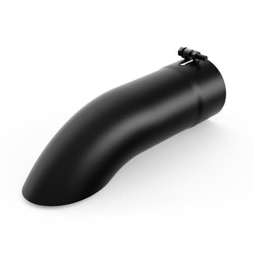 LCGP Turn Down Exhaust Tip 3.5" Inlet, 3.5" Inside Diameter Inlet, 12’’ Length Stainless Steel Bolt-On Exhaust Pipe Black Powder Coated Stainless Steel - size: 3.5 Inch, style: Black