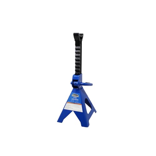 Mountain 52009 2 Ton Automotive Jack Stands for Garages, Repair Shops, and DIY, 4,000 lbs. Capacity, Lightweight, Heavy Duty Steel Frame, Adjustable Height 10.3"- 16.2", Wide Base, Black/Blue, Pair