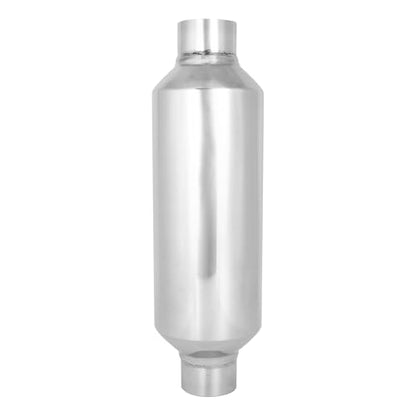 2.5" Universal Resonator, Straight Through Performance Muffler, 4.5" Body Width, 13" Overall Length, 304 Stainless Steel Welded On Resonator Muffler, Polished - size: 2.5-4.5" Inlet 13" Overall Length