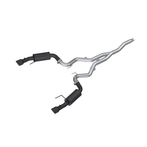 MBRP S7274BLK 3" Cat Back, Dual Split Rear, Streeet Version Exhaust System with 4.5" Tips (Black Coated) - color: Black Coated