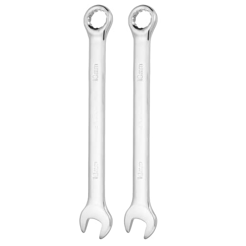 HARFINGTON 2pcs Combination Wrench 10mm Metric 12-Point Box and Open End - size: 10mm