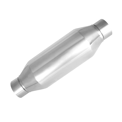Exhaust Muffler, 2.25 Inch Inlet Resonator Muffler Straight Stainless Steel, Universal Performance Muffler 13''/340mm Overall Length, Polished - size: 2.25''x 4''