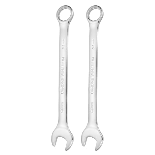 HARFINGTON 2pcs Combination Wrench 24mm Metric 12-Point Box and Open End - size: 24mm