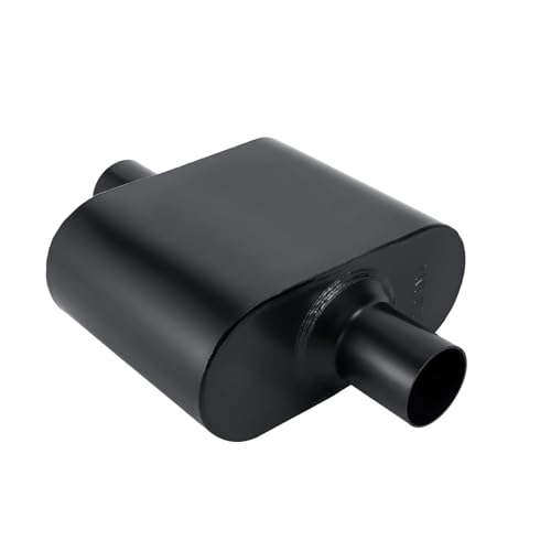 Muffler 2 inch Single Chamber 2.0" Universal Mufflers Performance Exhaust Muffler 2.0 inch,Aggressive Sound,Black(2" center in/out) - size: 2" center in | 2" center out | overall 13", style: Center in | Center out
