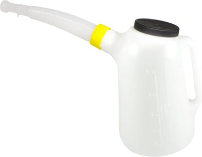 WirthCo Funnel King 94367 Translucent High Density Graduated Measuring Container, Polyethylene with Screw-On Flexible Spout and Cap, 12 Inch Spout 5 Quarts (Pack of 12) - size: 5 Quarts (Pack of 12)