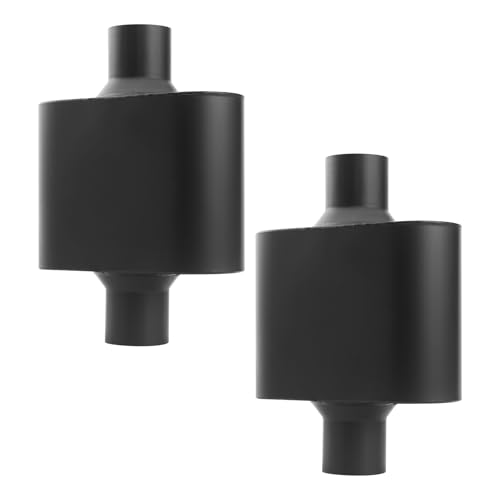 A-KARCK Single Chamber Muffler 2.5" Center Inlet 2.5" Center Outlet, 13" Overall Length Aluminized Steel Aggressive Sound Race Muffler Black (2 Pcs) - color: Black, size: 2.5 Inch-2