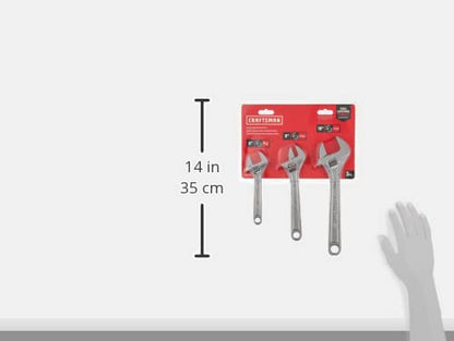 CRAFTSMAN Adjustable Wrench Set, 3-Piece All Steel, Metirc and SAE Scale (CMMT12001) - size: Adjustable (Pack of 1)